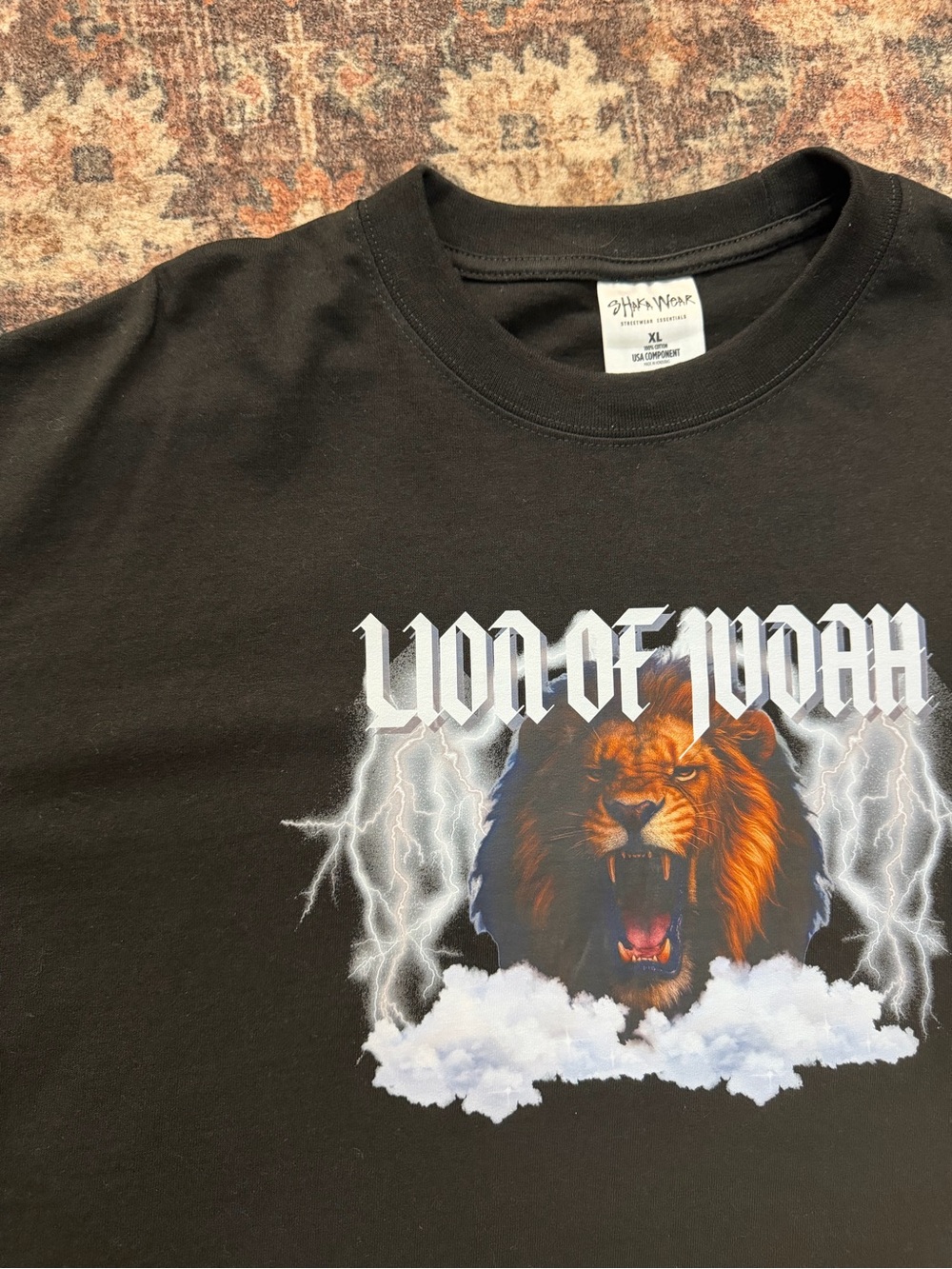 Lion of Judah black Christian Graphic Tee - Black - XL